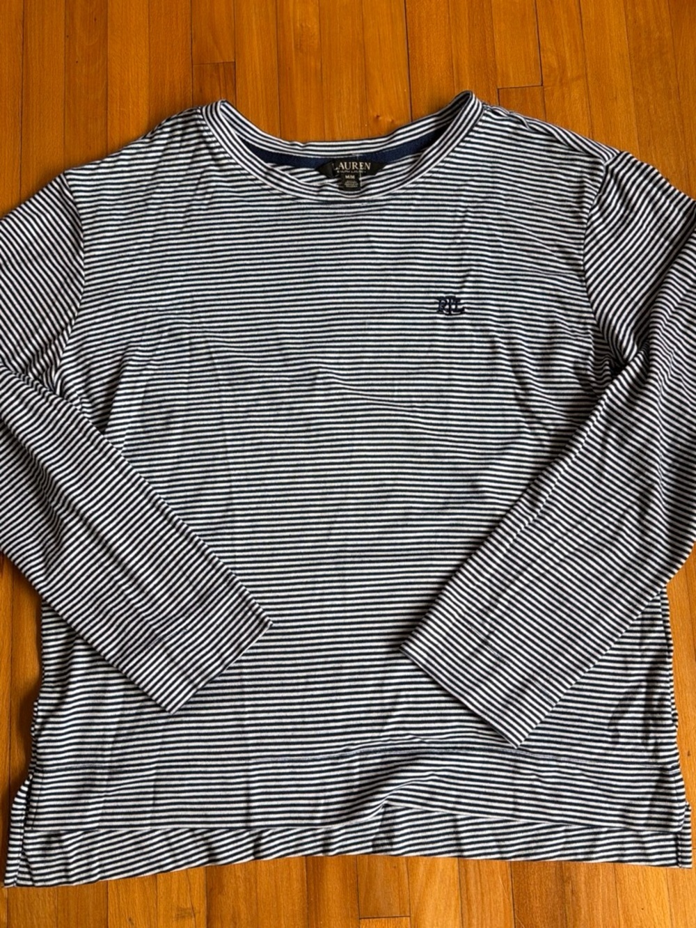 Lauren Ralph Lauren Navy & White Striped Long-Sleeve Crewneck